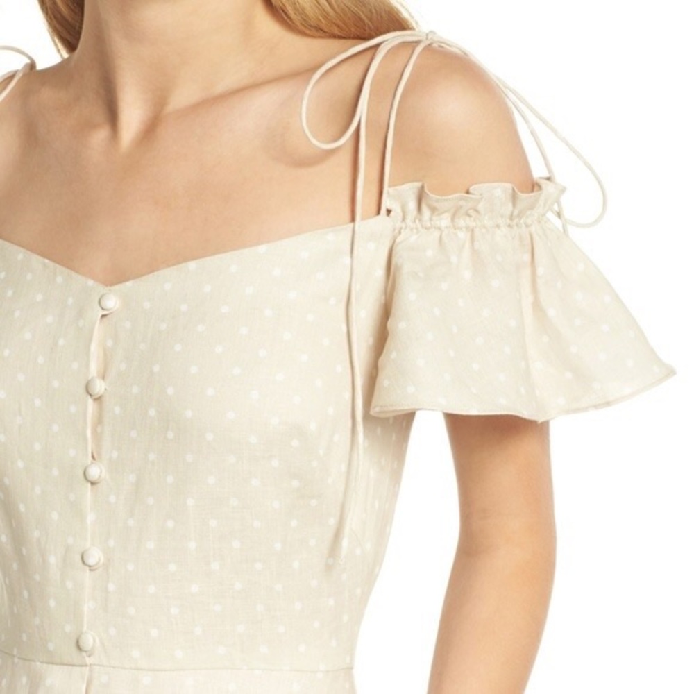 Colleen beige polka dot off-the-shoulder dress - Picture 7 of 8